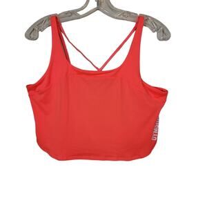 Gymshark Sports Bra Racerback Strap Graphic Logo Orange Medium Non Padded